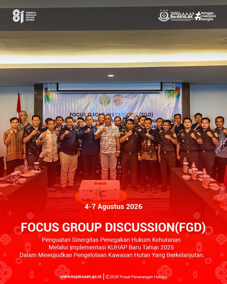 kegiatan Focus Group Discussion (FGD) Penguatan Sinergitas Penegakan Hukum Kehutanan Melalui Implementasi KUHAP Baru Tahun 2025 Dalam Mewujudkan Pengelolaan Kawasan Hutan Yang Berkelanjutan