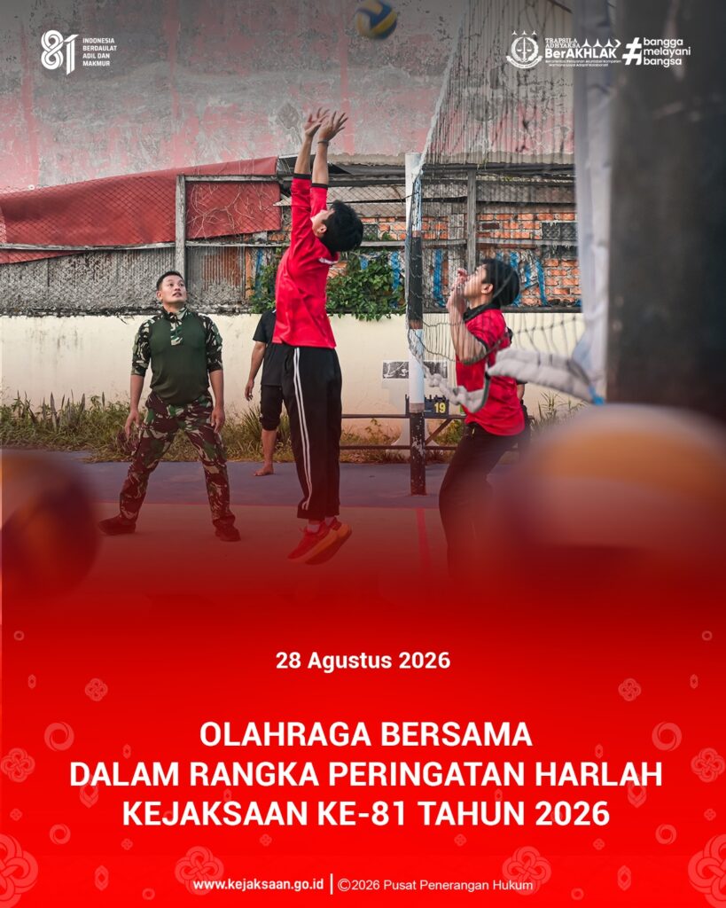 kegiatan olahraga voli bersama dalam rangka memperingati Hari Lahir Kejaksaan Republik Indonesia ke-81 Tahun 2026. Kegiatan tersebut dilaksanakan sebagai salah satu rangkaian kegiatan peringatan Hari Lahir Kejaksaan RI sekaligus sebagai sarana untuk meningkatkan kebugaran dan kesehatan jasmani, mempererat tali silaturahmi, serta membangun kebersamaan dan kekompakan antara Pegawai Kejaksaan Negeri Paser.