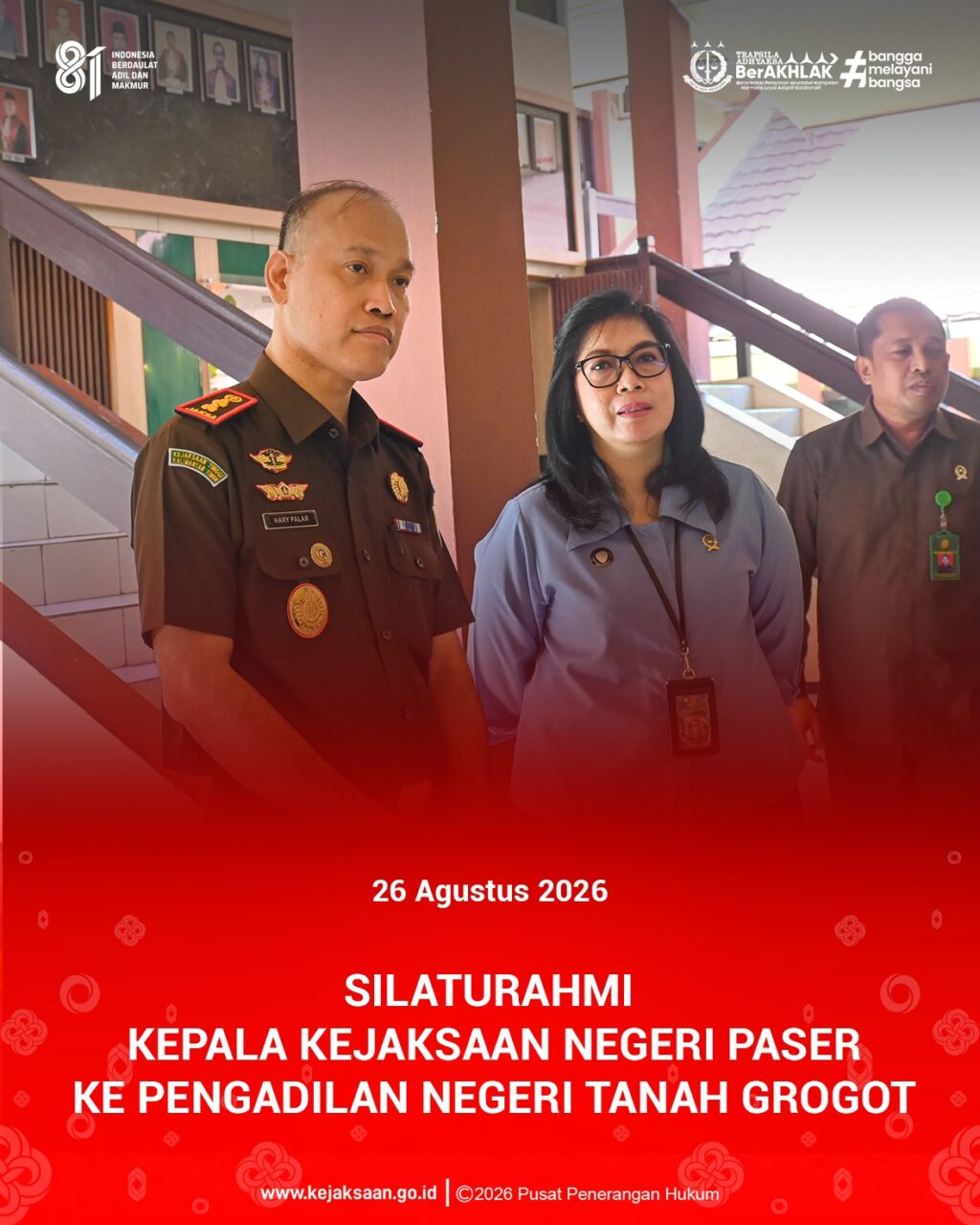 kegiatan silaturahmi ke Pengadilan Tanah Grogot dan disambut hangat oleh Ketua Pengadilan Negeri Tanah Grogot Ari Listyawati, S.H., M.H.